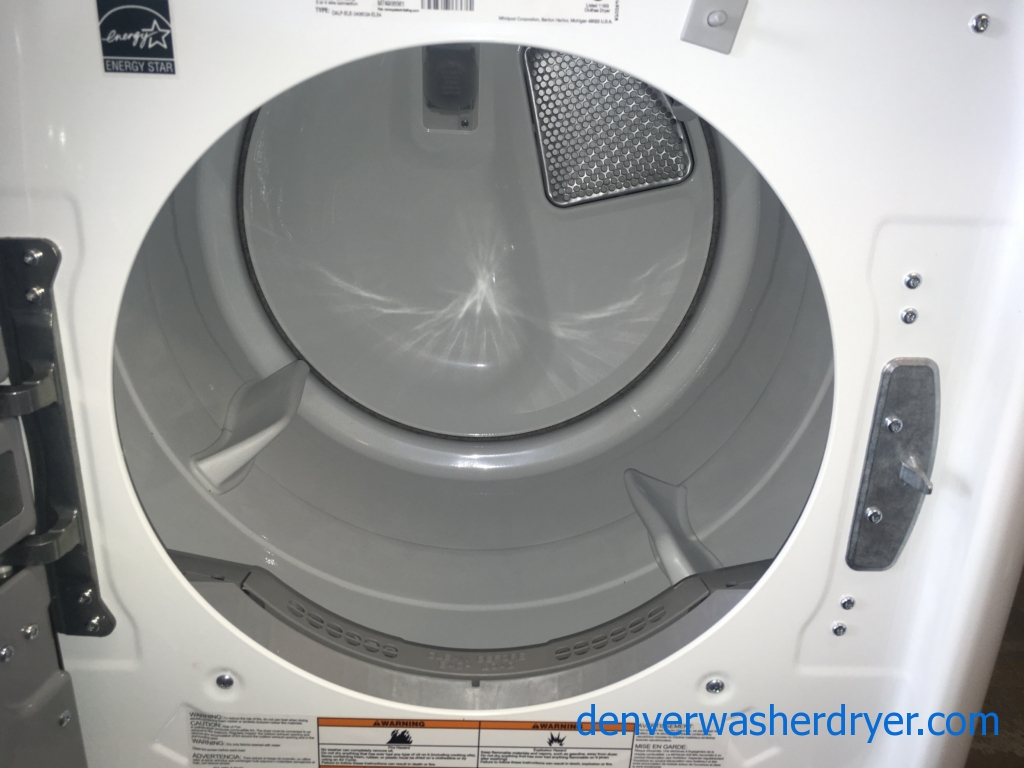BRAND-NEW HE Maytag 27″ Stackable Front-Load Washer & Electric Dryer, 1-Year Warranty
