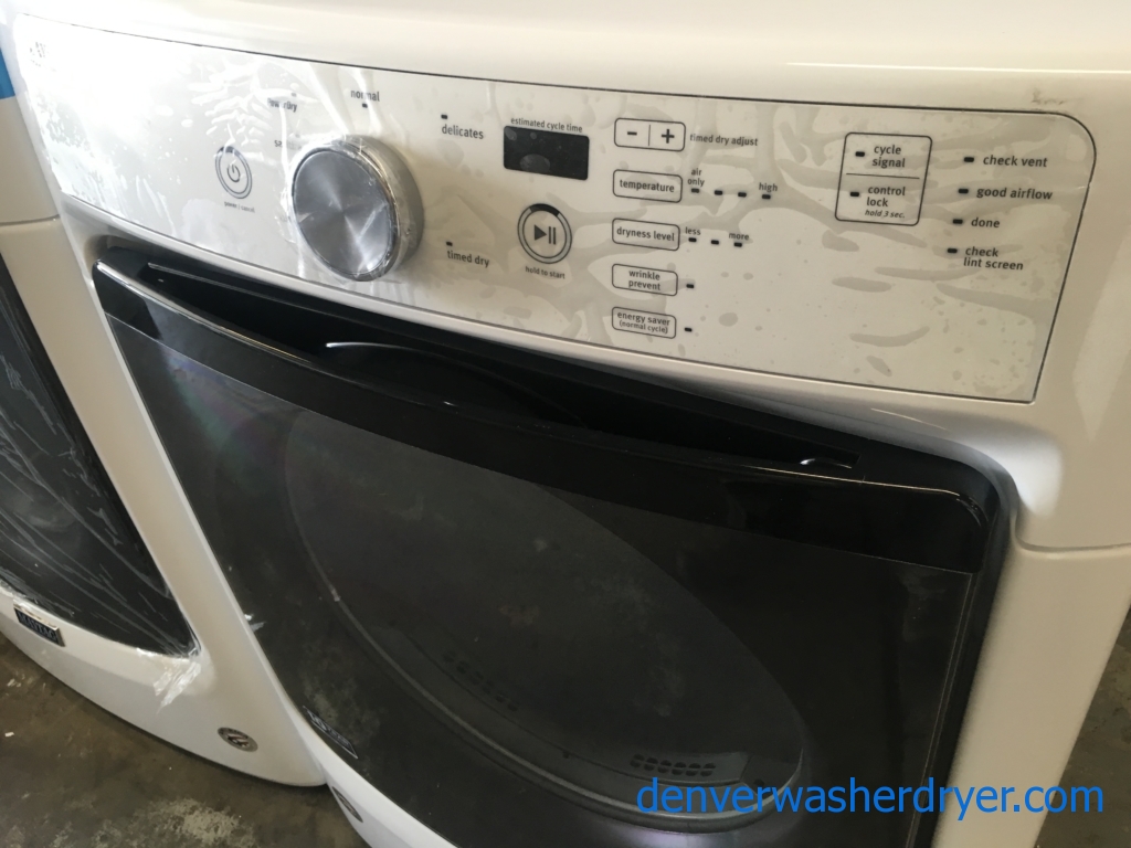 BRAND-NEW HE Maytag 27″ Stackable Front-Load Washer & Electric Dryer, 1-Year Warranty