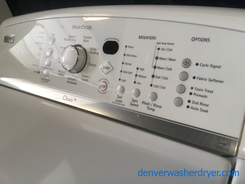 Quality Refurbished Kenmore HE ENERGY STAR Direct-Drive Top-Load Washer & Electric Steam Dryer, 1-Year Warranty