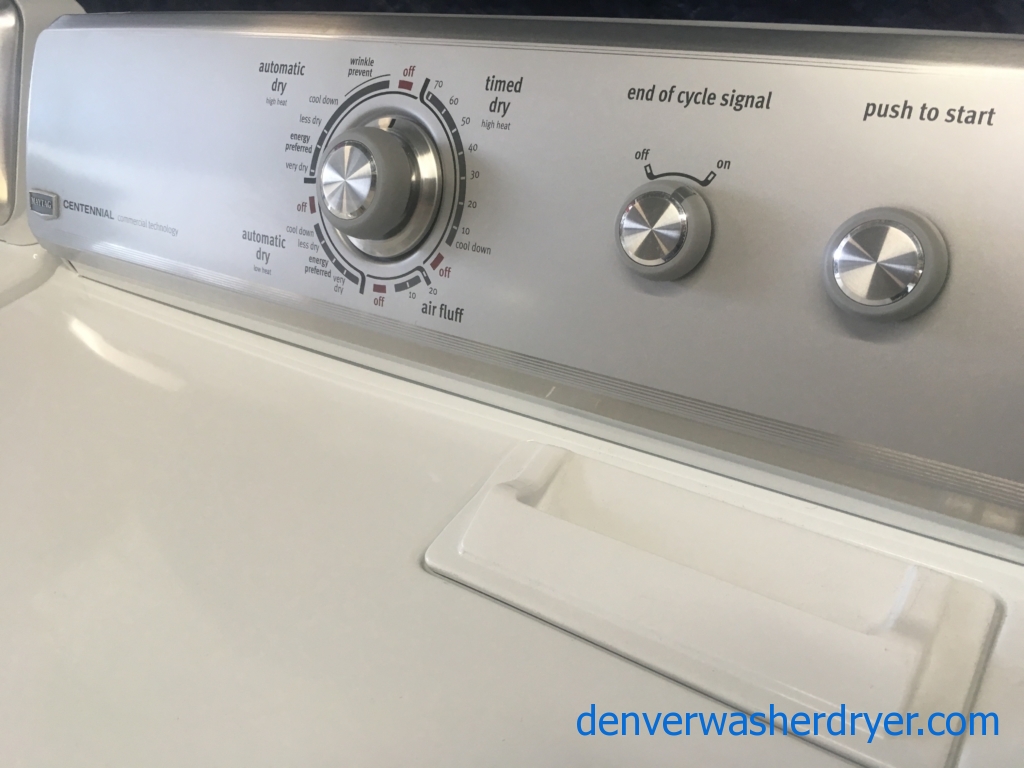 HE Maytag Centennial Top-Load Washer w/Agitator & Electric Dryer, 1-Year Warranty