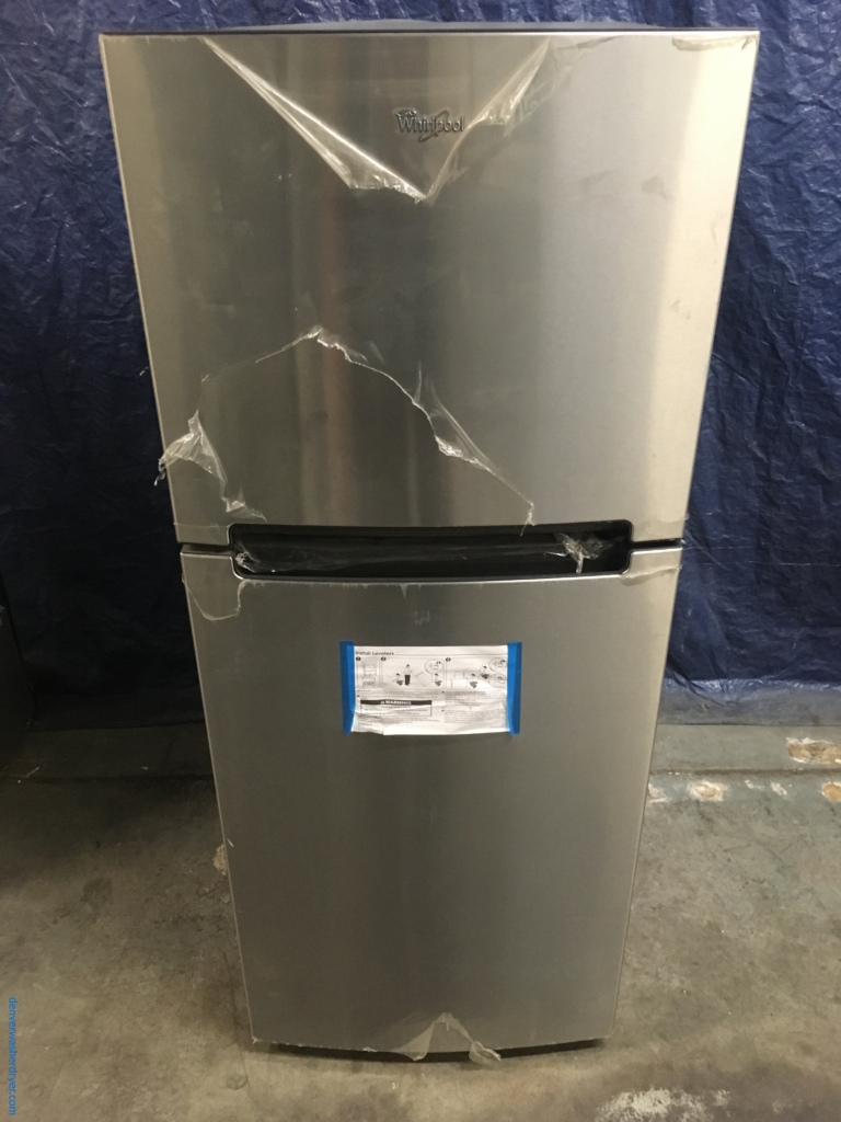 BRAND-NEW 25″ Whirlpool Stainless (10.7 Cu. Ft.) Top-Freezer Refrigerator, 1-Year Warranty