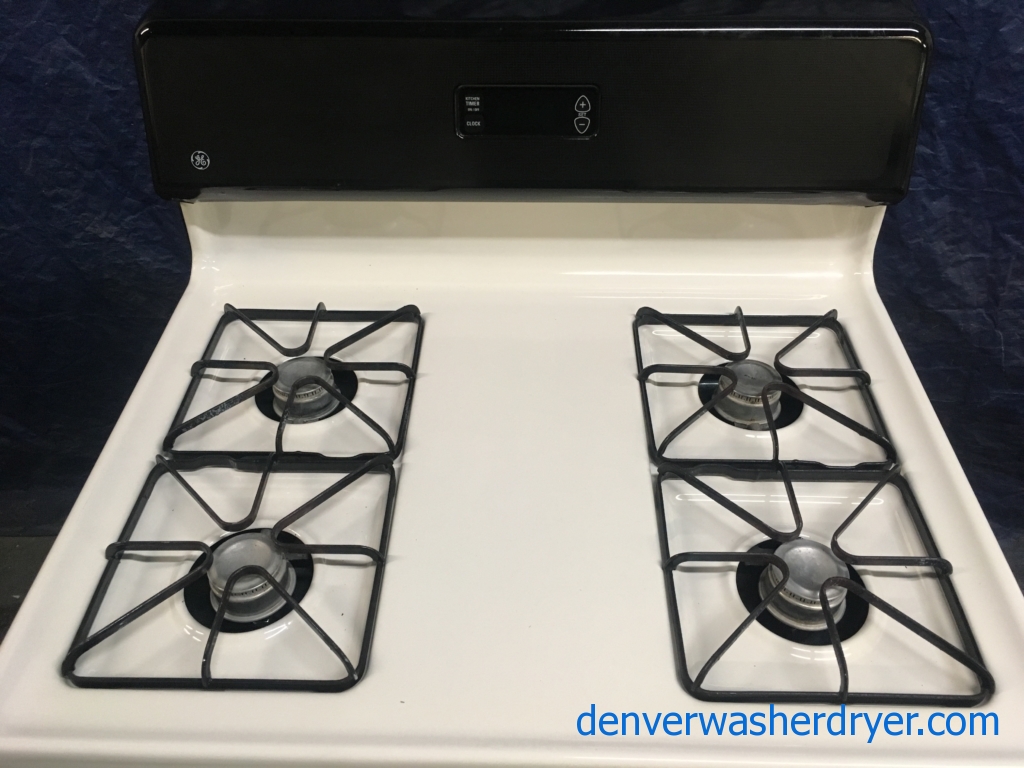 GE 30″ Black/Bisque Free-Standing *GAS* Range, 1-Year Warranty