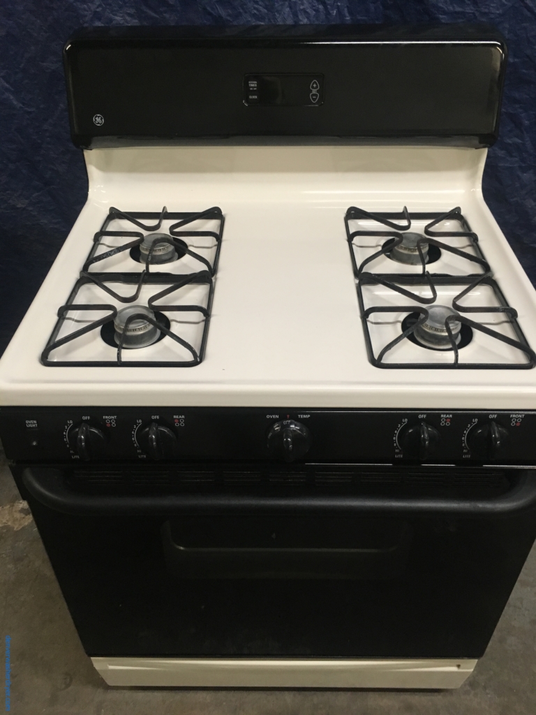 Large Images for GE 30″ Black/Bisque FreeStanding *GAS* Range, 1Year