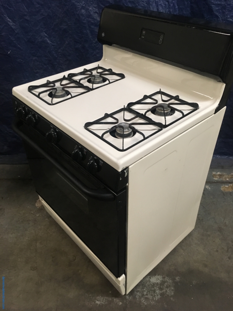 GE 30″ Black/Bisque Free-Standing *GAS* Range, 1-Year Warranty