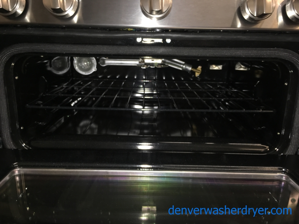 BRAND-NEW 30″ GE Profile Stainless (6.8 Cu. Ft.) Double-Oven *GAS* Range w/Self Cleaning Convection Oven, 1-Year Warranty