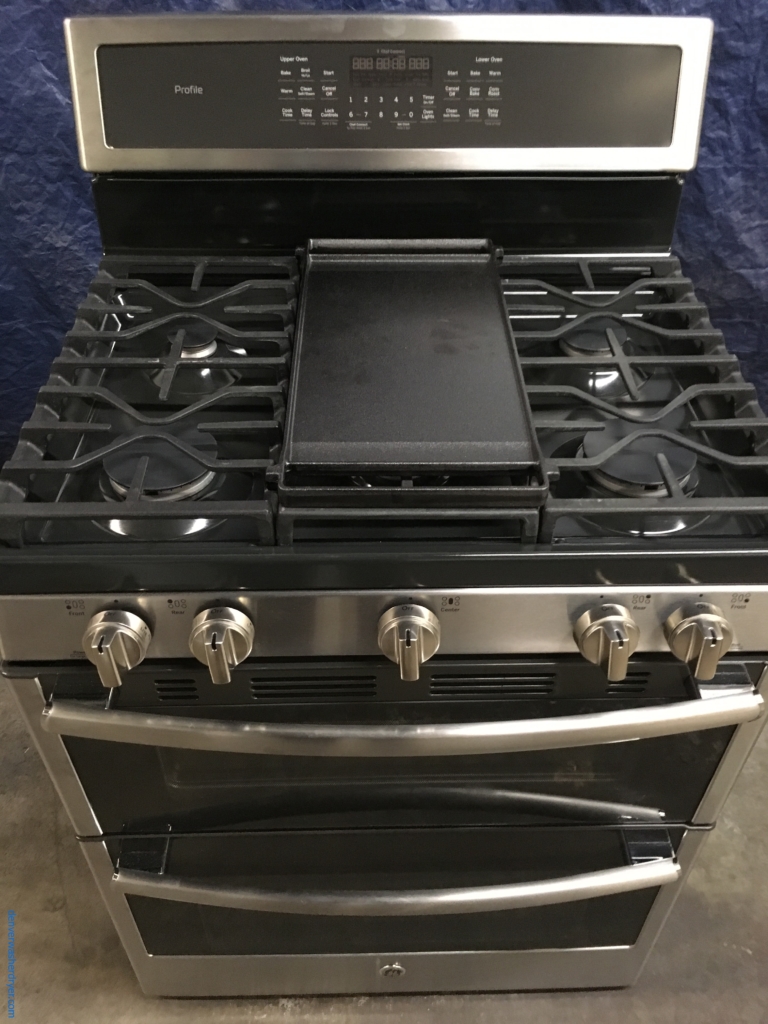 BRAND-NEW 30″ GE Profile Stainless (6.8 Cu. Ft.) Double-Oven *GAS* Range w/Self Cleaning Convection Oven, 1-Year Warranty