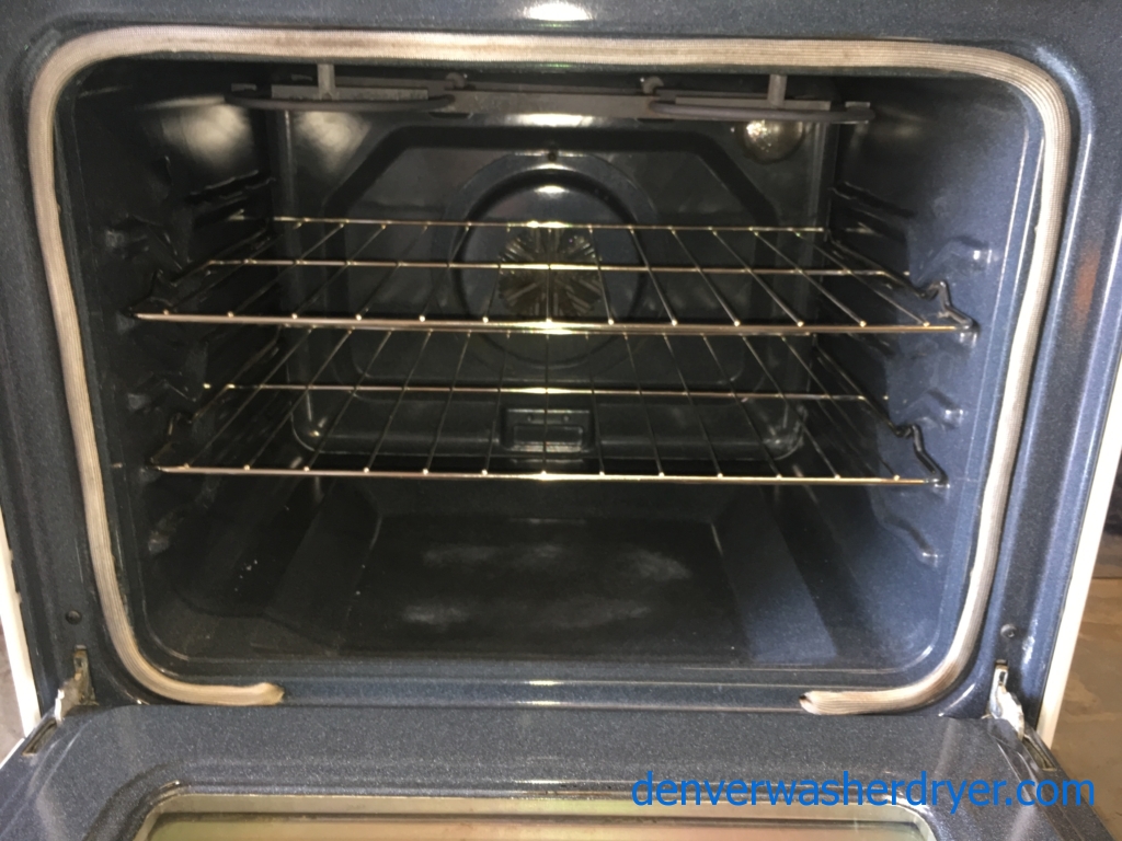 30″ Free-Standing White Whirlpool Self-Cleaning Glass-Top Electric Range w/Accu-Bake, 1-Year Warranty