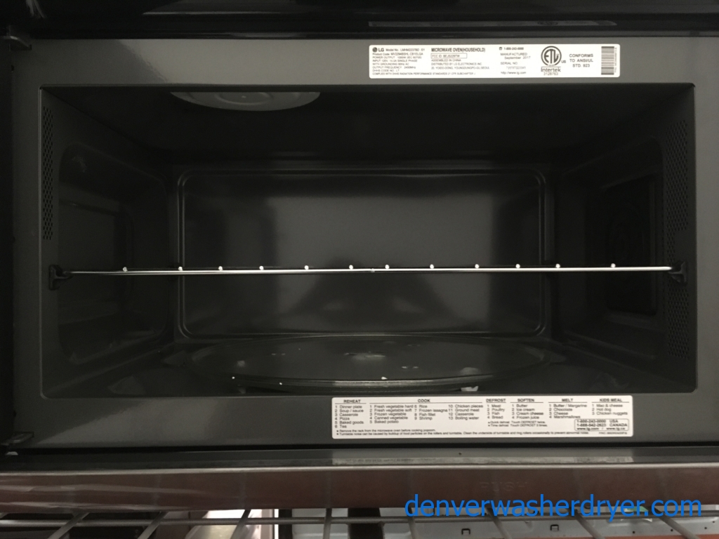 BRAND-NEW LG 30″ (2.2 Cu. Ft.) Black Stainless Over-the-Range Microwave w/Sensor Cook & Extend-a-Vent, 1-Year Warranty