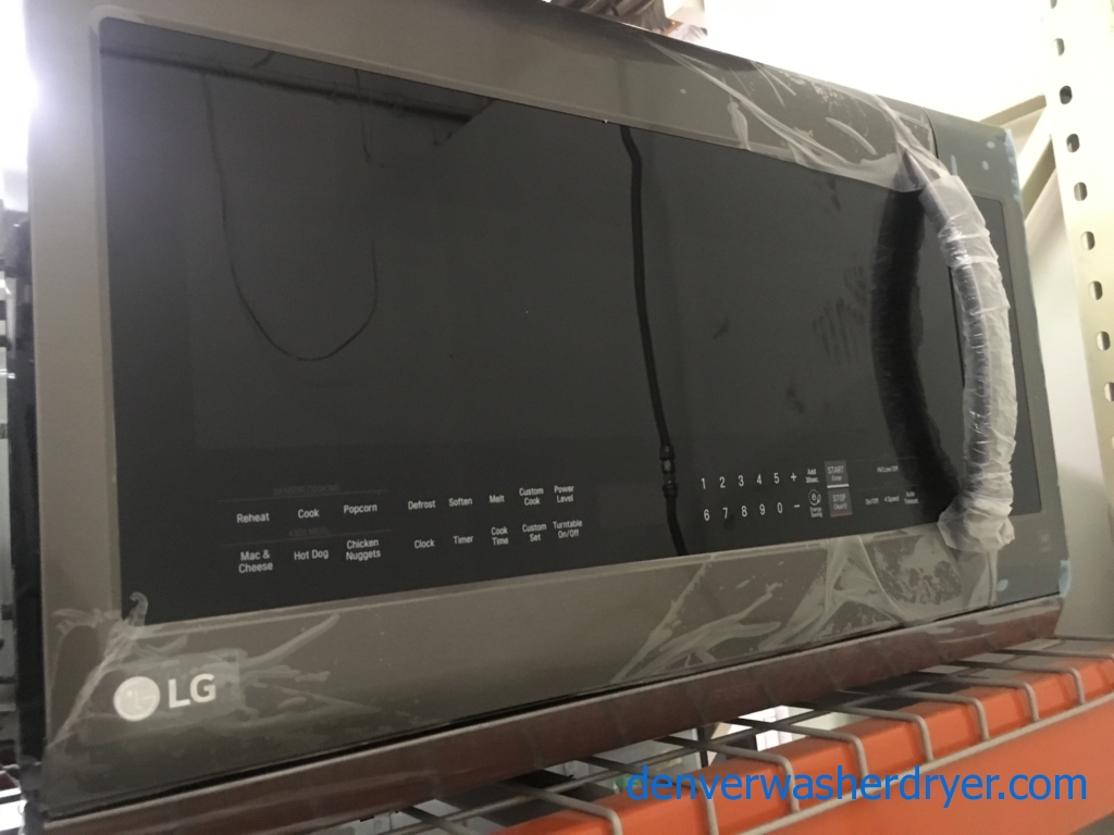 BRAND-NEW LG 30″ (2.2 Cu. Ft.) Black Stainless Over-the-Range Microwave w/Sensor Cook & Extend-a-Vent, 1-Year Warranty