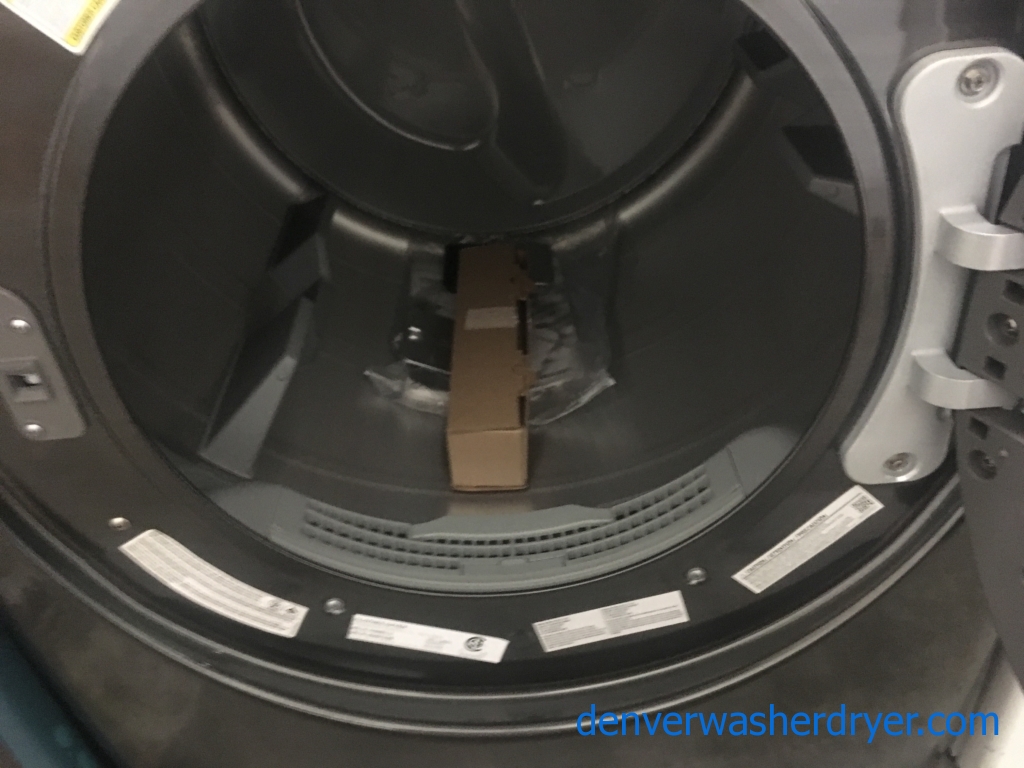 BRAND-NEW BLACK STAINLESS 27″ HE Samsung Flex-Wash Front-Load Direct-Drive Steam-Washer & Samsung Flex-Dry *GAS* Steam-Dryer, 1-Year Warranty