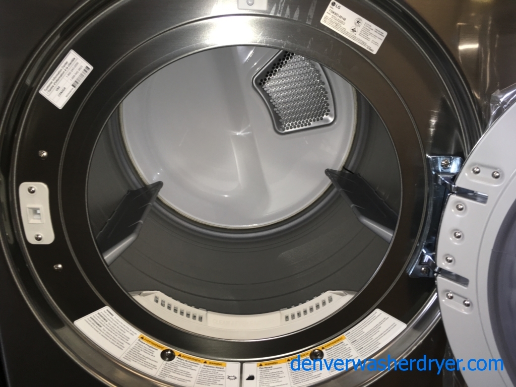 BRAND-NEW LG 27″ Stackable HE Front-Load Direct-Drive Steam Washer & *GAS* w/Steam Dryer, 1-Year Warranty