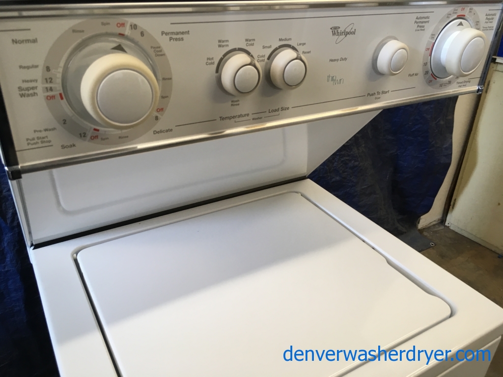 Quality Refurbished 24″ Whirlpool Thin-Twin Electric Laundry Center, 1-Year Warranty