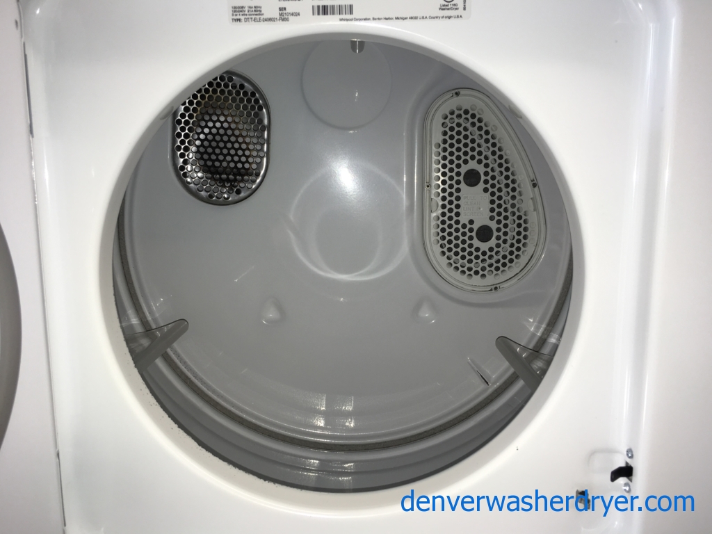 24″ Quality Refurbished Heavy-Duty Whirlpool Thin-Twin Direct-Drive Electric Laundry Center, 1-Year Warranty
