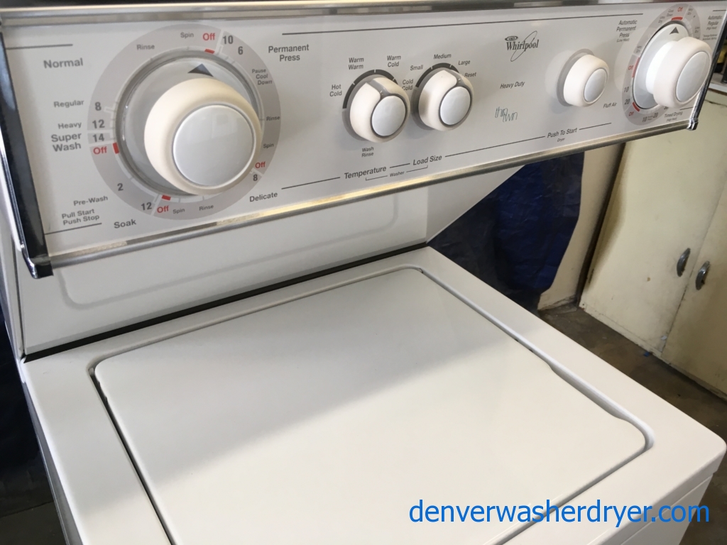 24″ Quality Refurbished Heavy-Duty Whirlpool Thin-Twin Direct-Drive Electric Laundry Center, 1-Year Warranty
