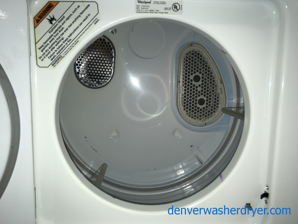 24″ Quality Refurbished Whirlpool Thin-Twin Heavy-Duty Direct-Drive Electric Laundry Center, 1-Year Warranty