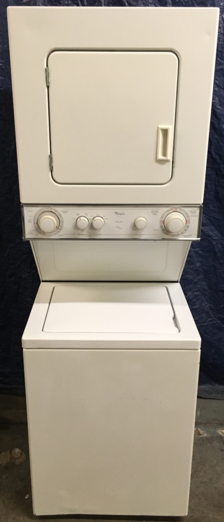 24″ Quality Refurbished Whirlpool Thin-Twin Heavy-Duty Direct-Drive Electric Laundry Center, 1-Year Warranty