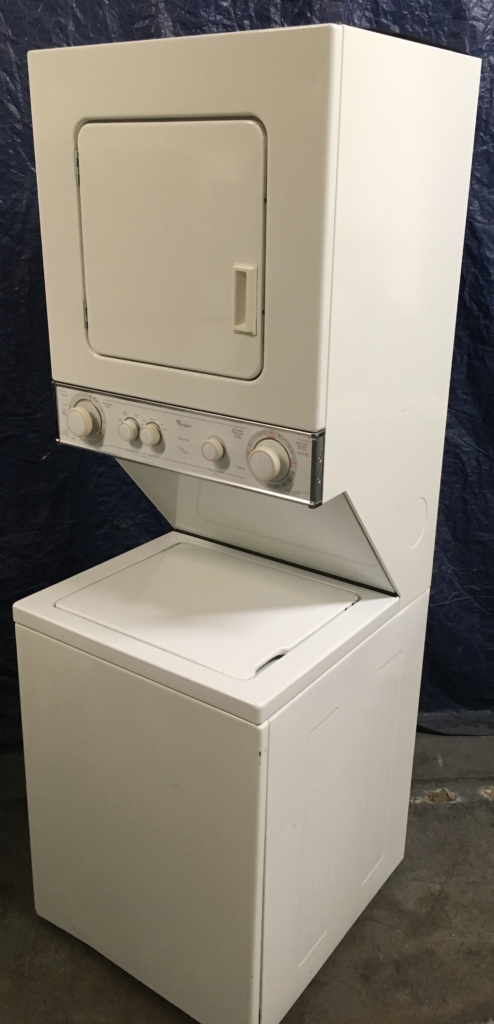 24″ Quality Refurbished Whirlpool Thin-Twin Heavy-Duty Direct-Drive Electric Laundry Center, 1-Year Warranty