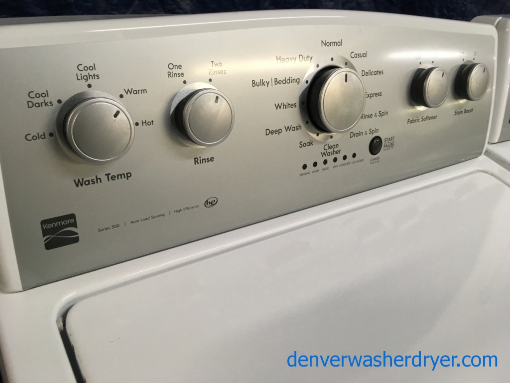 HE Kenmore Top-Load Washer w/Exclusive Triple Action Impeller & Electric Dryer, 1-Year Warranty