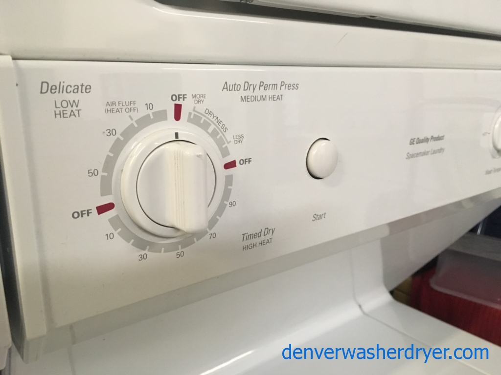 27″ GE Unitized Space-Maker Washer & Electric Dryer, 1-Year Warranty