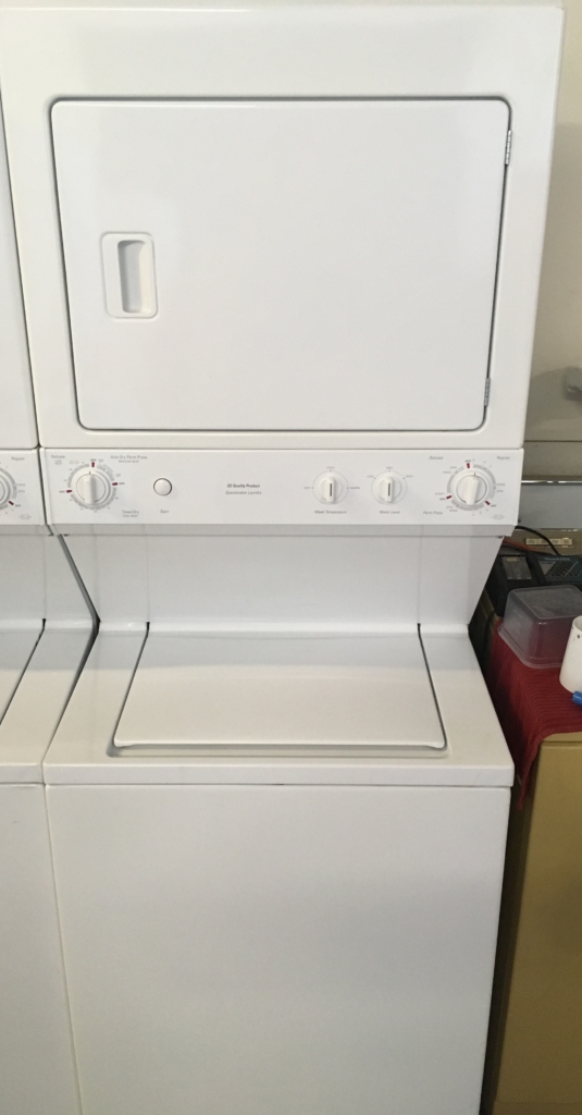 27″ GE Unitized Space-Maker Washer & Electric Dryer, 1-Year Warranty