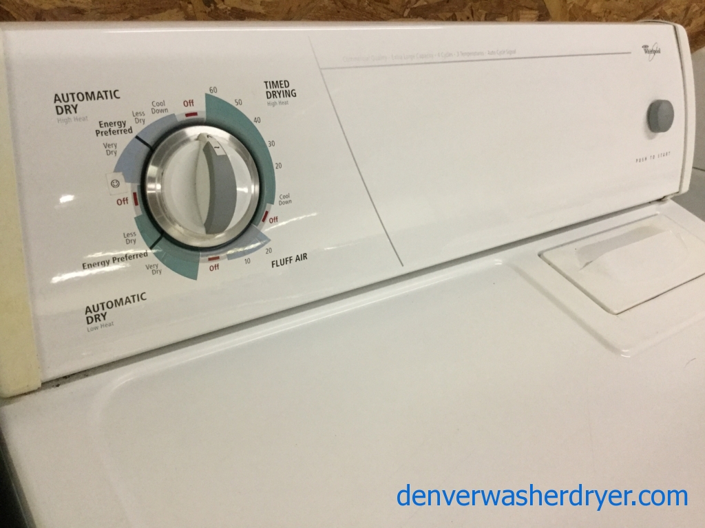 “Flat Back” Space Saving Whirlpool Electric Dryer, Extra Large Capacity, Quality Refurbished, 1-Year Warranty
