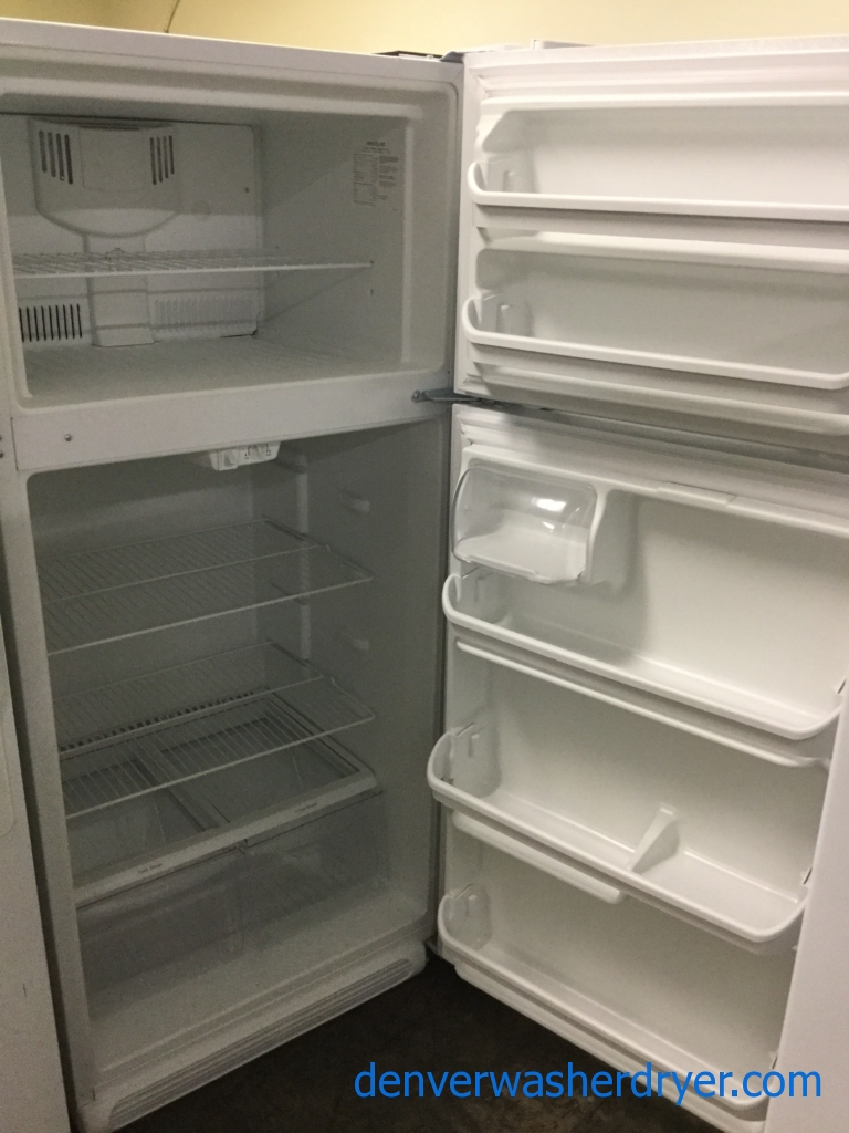 30″ White Frigidaire White, Barely Used, Super-Clean Top-Mount (18 Cu. Ft.) Refrigerator, 1-Year Warranty!