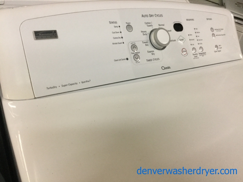 Fantastic Kenmore (Whirlpool) Elite Oasis Set, Direct-Drive HE Energy Star Washer w/Agitator & Electric Over-Sized Dryer, Quality Refurbished, 1-Year Warranty!