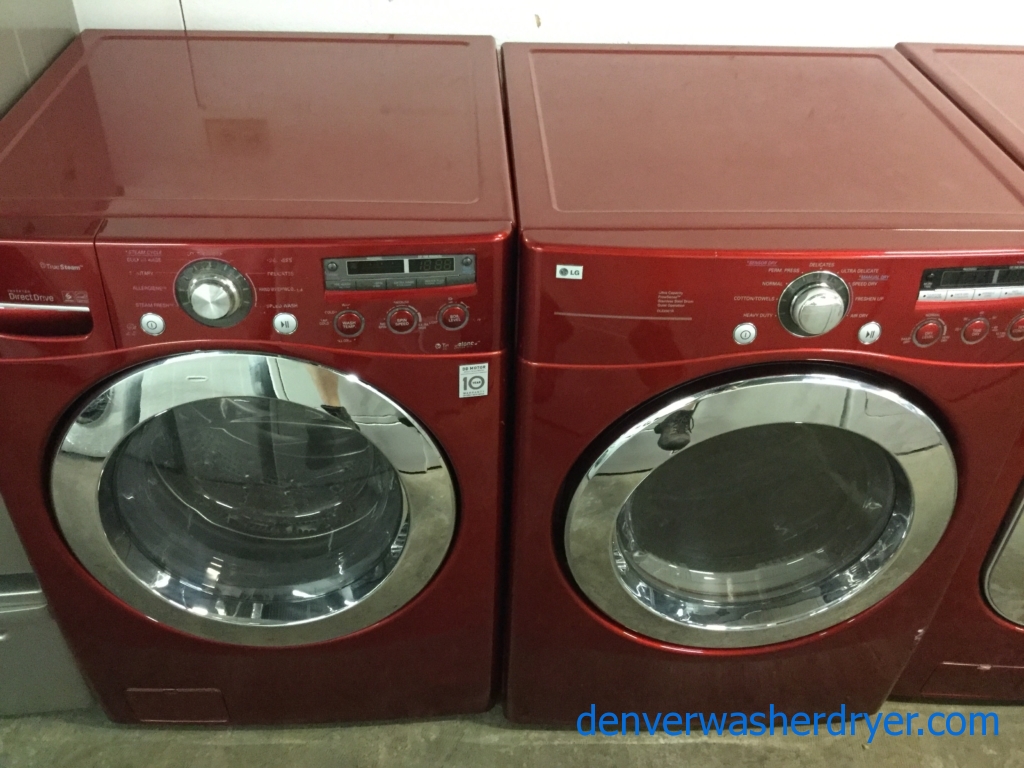 Large Images for Cherry Red Stackable FrontLoad Washer Dryer Set