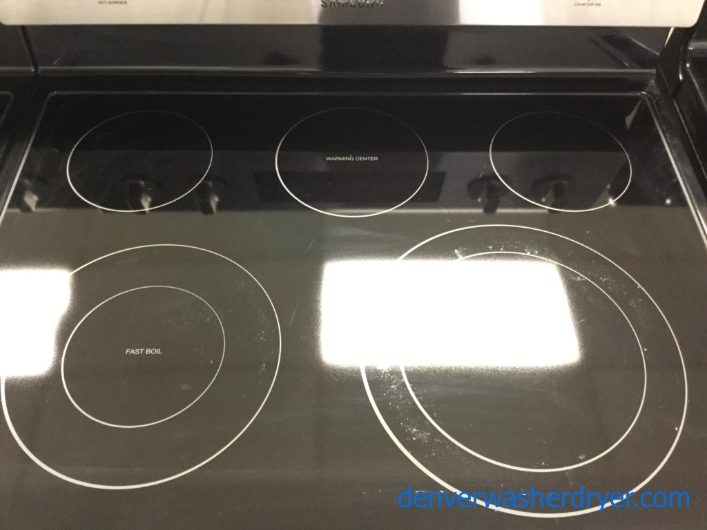 Splendid Samsung Stainless Electric Range, Glass-Top, Convection Oven, Gently Used, Fantastic Condition, 1-Year Warranty