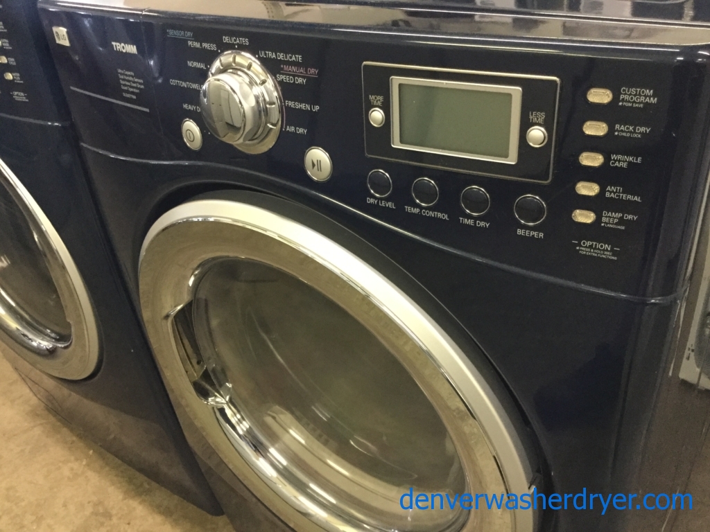 Navy Blue LG Front-Load Laundry Set, Direct-Drive HE Washer with Steam/Sanitary, Electric Dryer, Quality Refurbished, 1 -Year Warranty