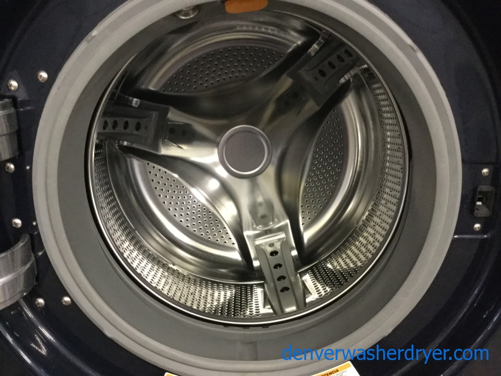 Navy Blue LG Front-Load Laundry Set, Direct-Drive HE Washer with Steam/Sanitary, Electric Dryer, Quality Refurbished, 1 -Year Warranty