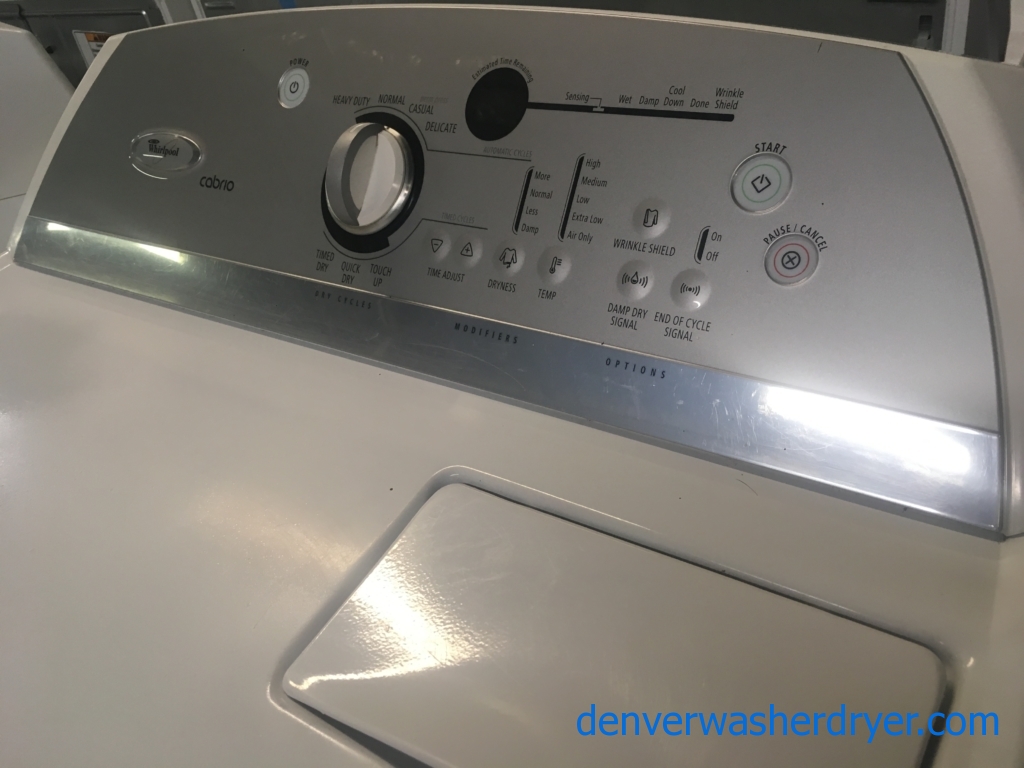 HE Whirlpool Cabrio Direct-Drive Washer w/Agitator & Electric Dryer, 1-Year Warranty