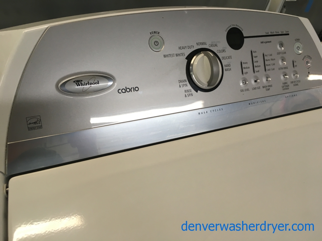 HE Whirlpool Cabrio Direct-Drive Washer w/Agitator & Electric Dryer, 1-Year Warranty
