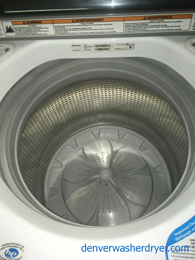 Maytag Bravos 28″ X-L HE Top-Load Washer & HE Electric Dryer w/Sensor-Dry, 1-Year Warranty