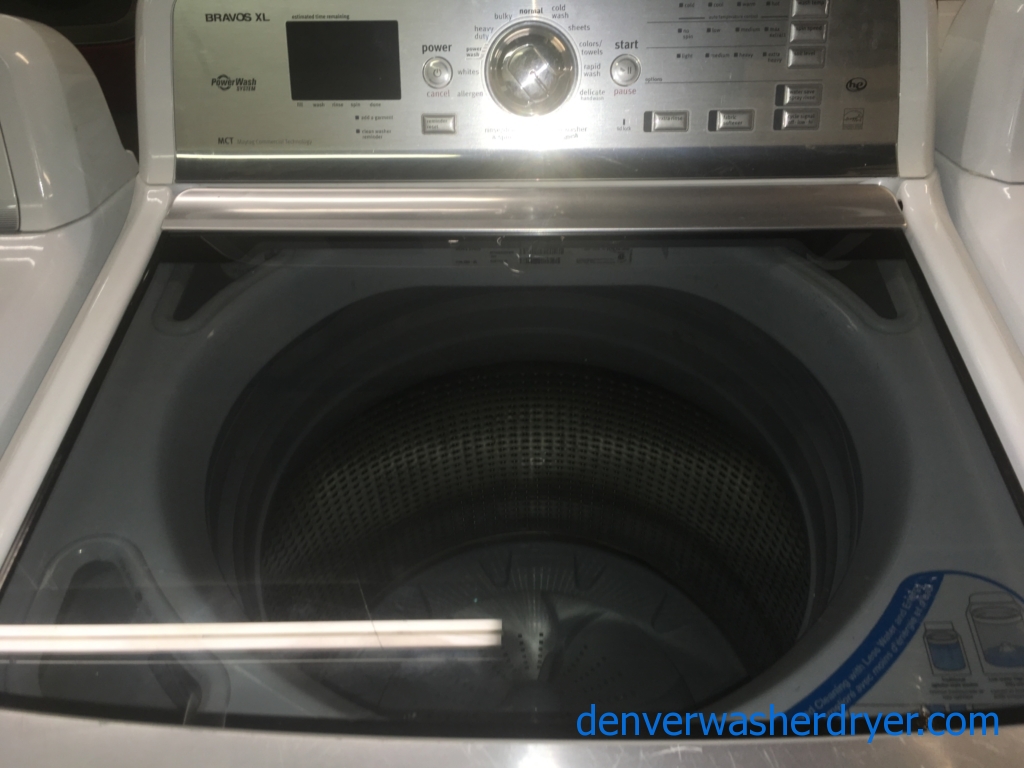 Maytag Bravos 28″ X-L HE Top-Load Washer & HE Electric Dryer w/Sensor-Dry, 1-Year Warranty