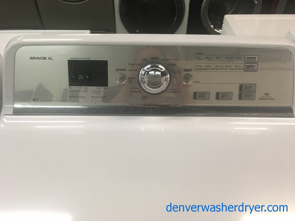Maytag Bravos 28″ X-L HE Top-Load Washer & HE Electric Dryer w/Sensor-Dry, 1-Year Warranty