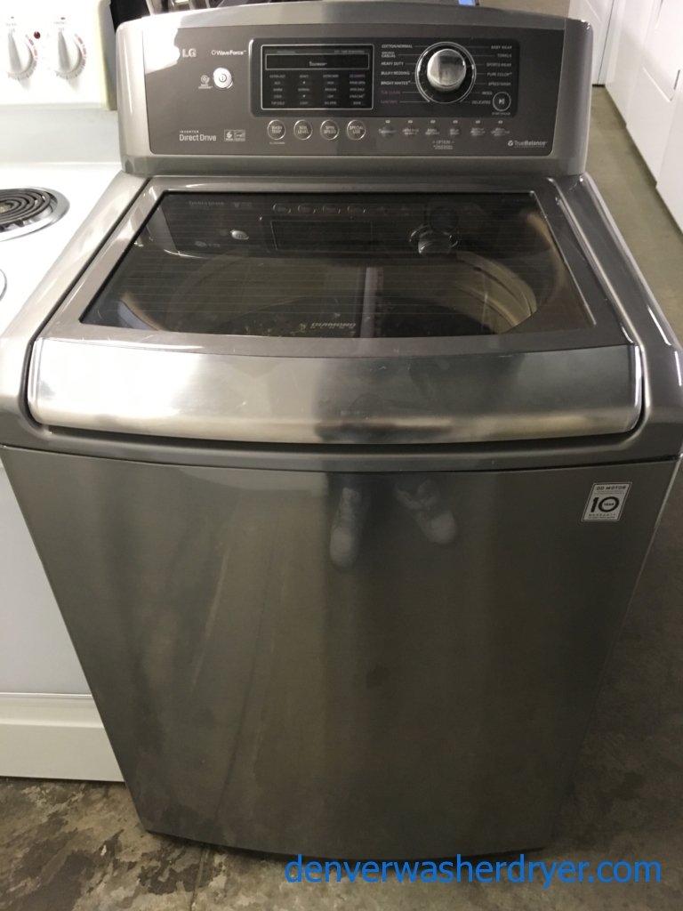 27″ LG Wave-Force HE Top-Load Steam-Washer, 1-Year Warranty
