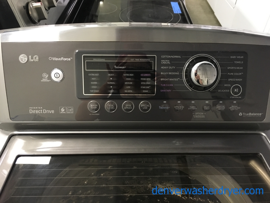 27″ LG Wave-Force HE Top-Load Steam-Washer, 1-Year Warranty