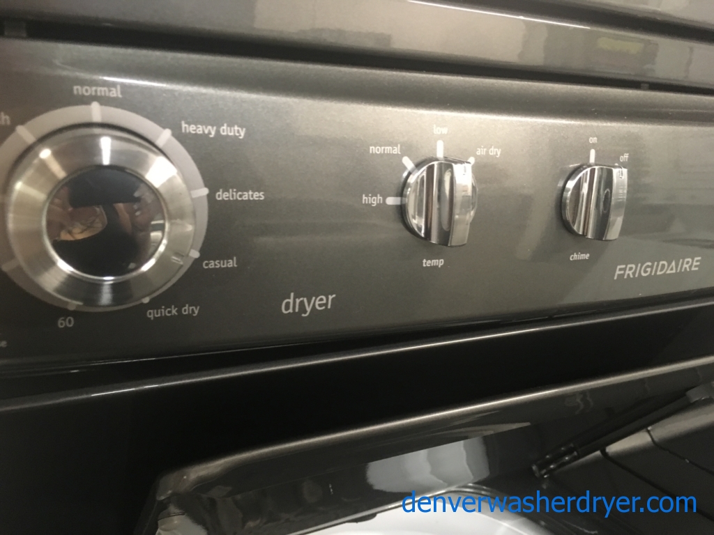 BRAND-NEW Stacked 27″ Unitized Frigidaire HE Washer & Electric Dryer Laundry Center, 1-Year Warranty