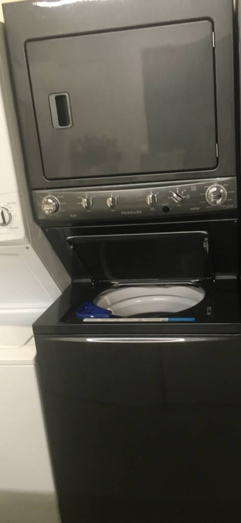 BRAND-NEW Stacked 27″ Unitized Frigidaire HE Washer & Electric Dryer Laundry Center, 1-Year Warranty