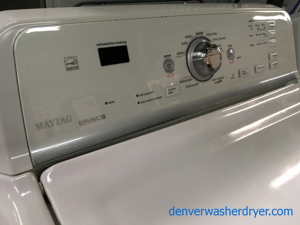 28″ HE Maytag Bravo Top-Load Direct-Drive Washer, 1-Year Warranty