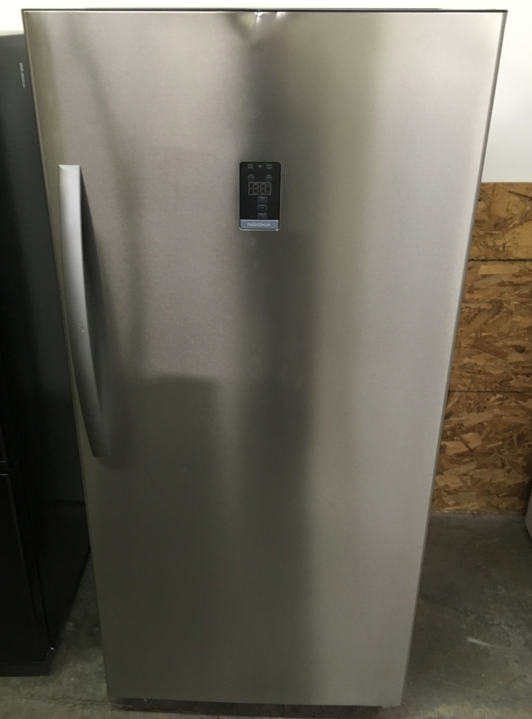 BRAND-NEW 28″ Stainless-Steel Insignia Frost-Free Upright Convertible (13.8 Cu. Ft.) Freezer/Refrigerator, 1-Year Warranty