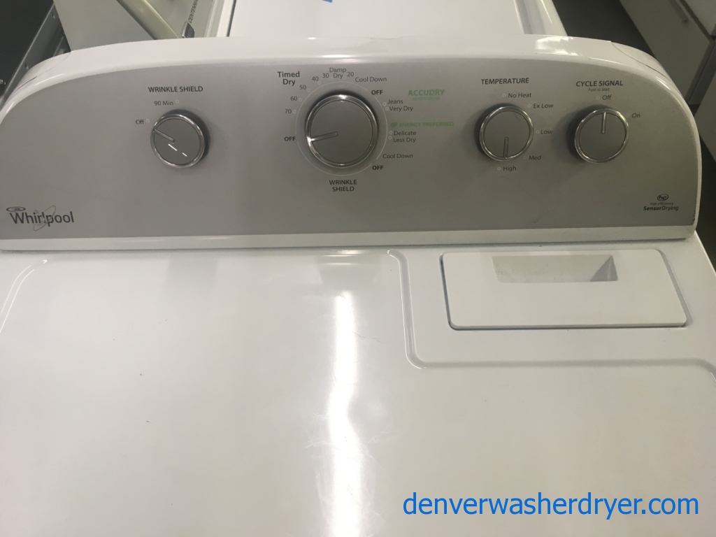 HE 27″ Whirlpool Top-Load Washer & Electric Dryer w/Sensor-Dry, 1-Year Warranty