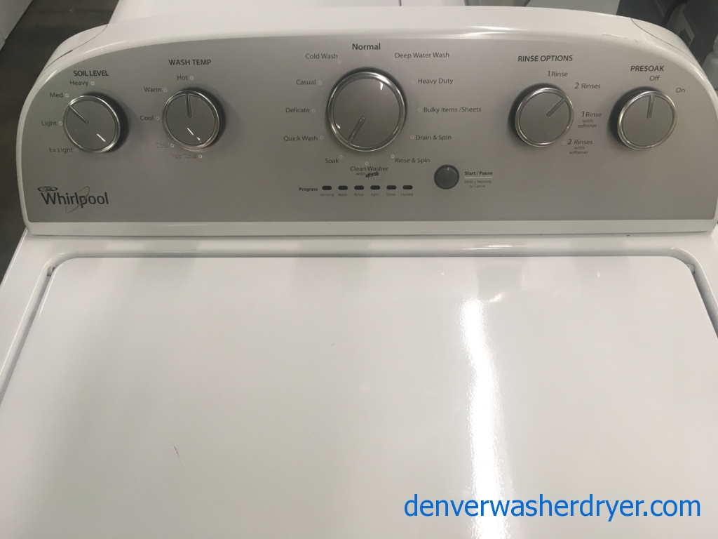 HE 27″ Whirlpool Top-Load Washer & Electric Dryer w/Sensor-Dry, 1-Year Warranty