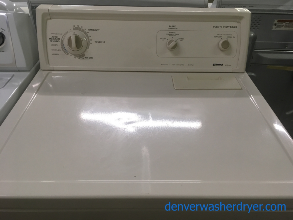 29″ Almond-Colored Heavy-Duty Quality Refurbished Kenmore 80 Series Electric Dryer, 1-Year Warranty