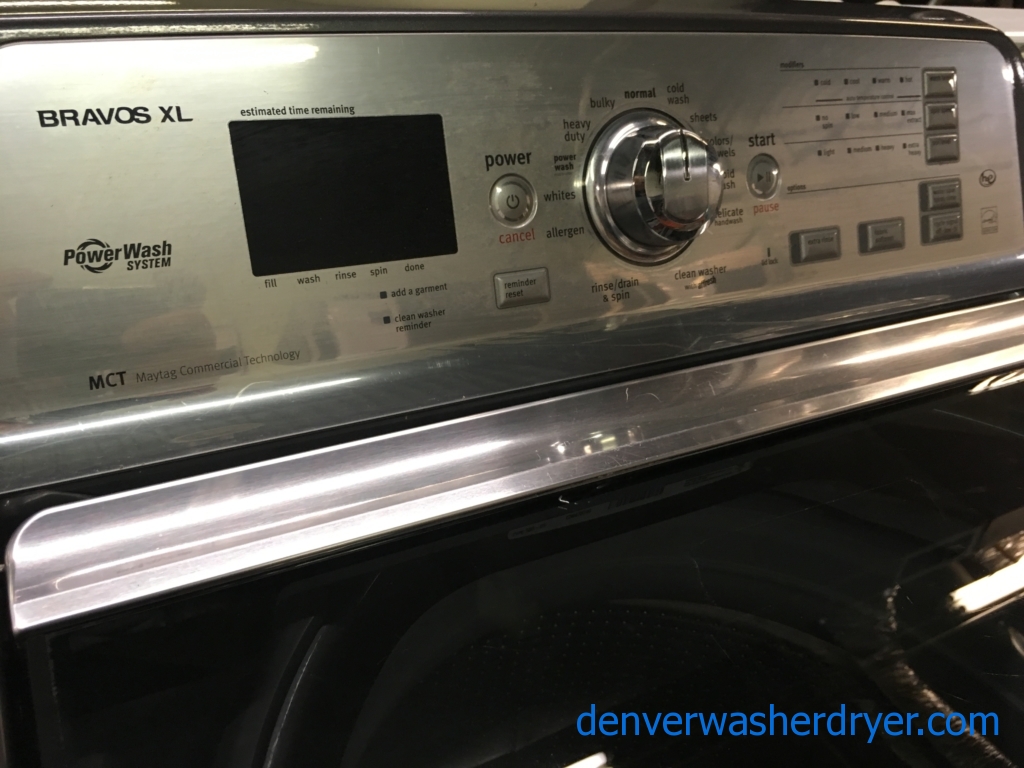Quality Refurbished HE Maytag Bravos XL-Series Top-Load Direct-Drive Washer & HE Electric Steam-Dryer, 1-Year Warranty