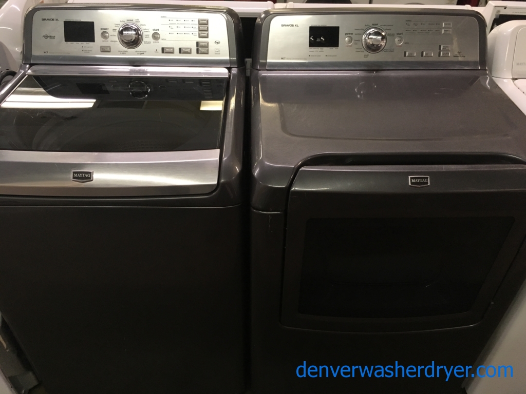 Quality Refurbished HE Maytag Bravos XL-Series Top-Load Direct-Drive Washer & HE Electric Steam-Dryer, 1-Year Warranty