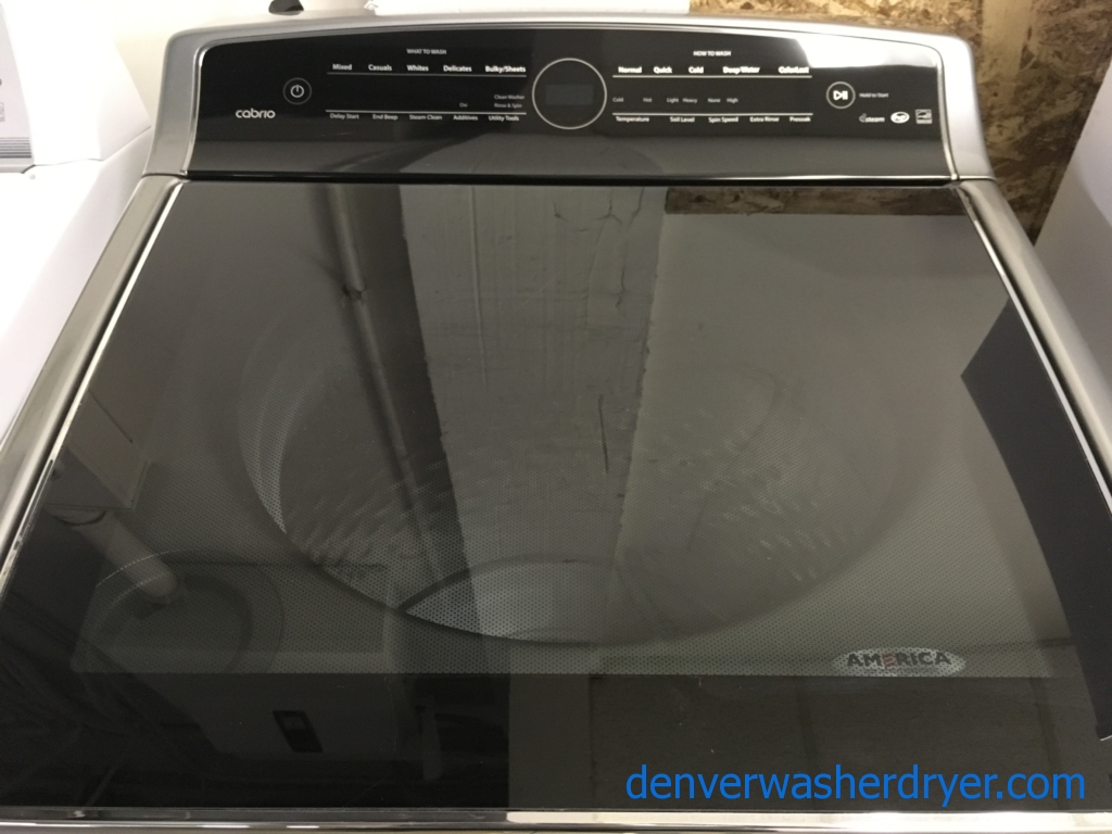 Newer Model HE 27″ Whirlpool Cabrio Top-Load Direct-Drive Steam-Washer , 1-Year Warranty