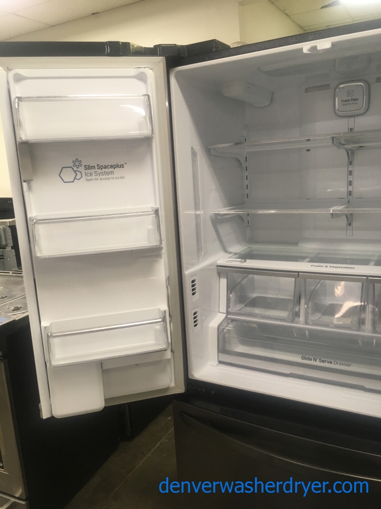 Black Stainless 36″ LG ENERGY STAR Counter-Depth French Door (24 Cu. Ft) Refrigerator, 1-Year Warranty