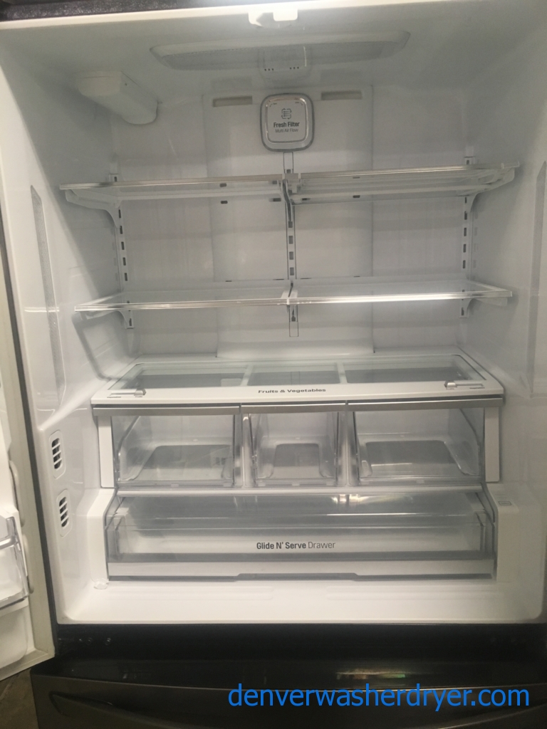 Black Stainless 36″ LG ENERGY STAR Counter-Depth French Door (24 Cu. Ft) Refrigerator, 1-Year Warranty